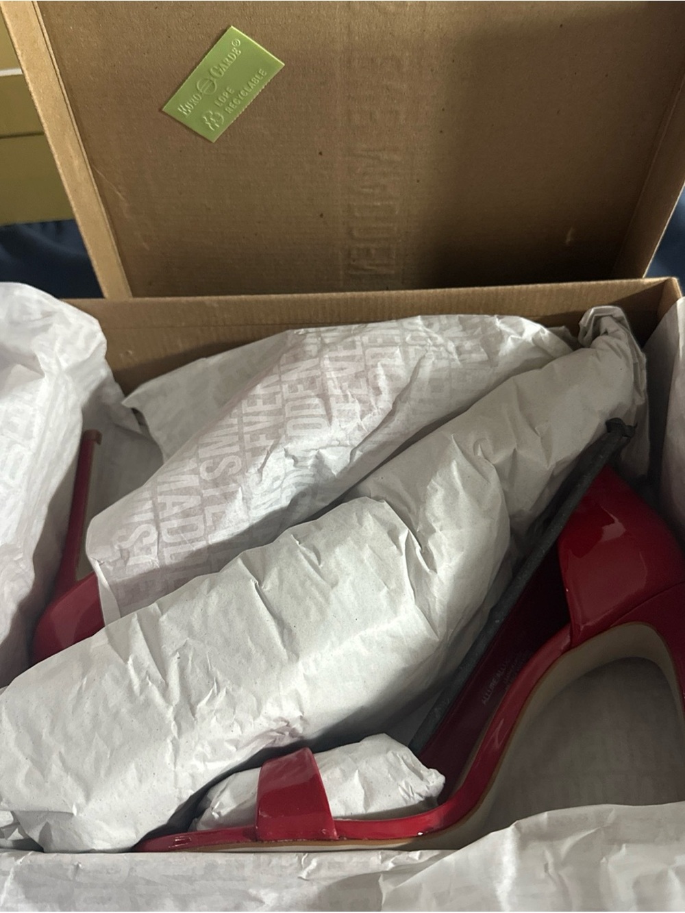 Steve Madden Allure Red Patent Open-Toe Stiletto Pumps - Picture 4 of 5